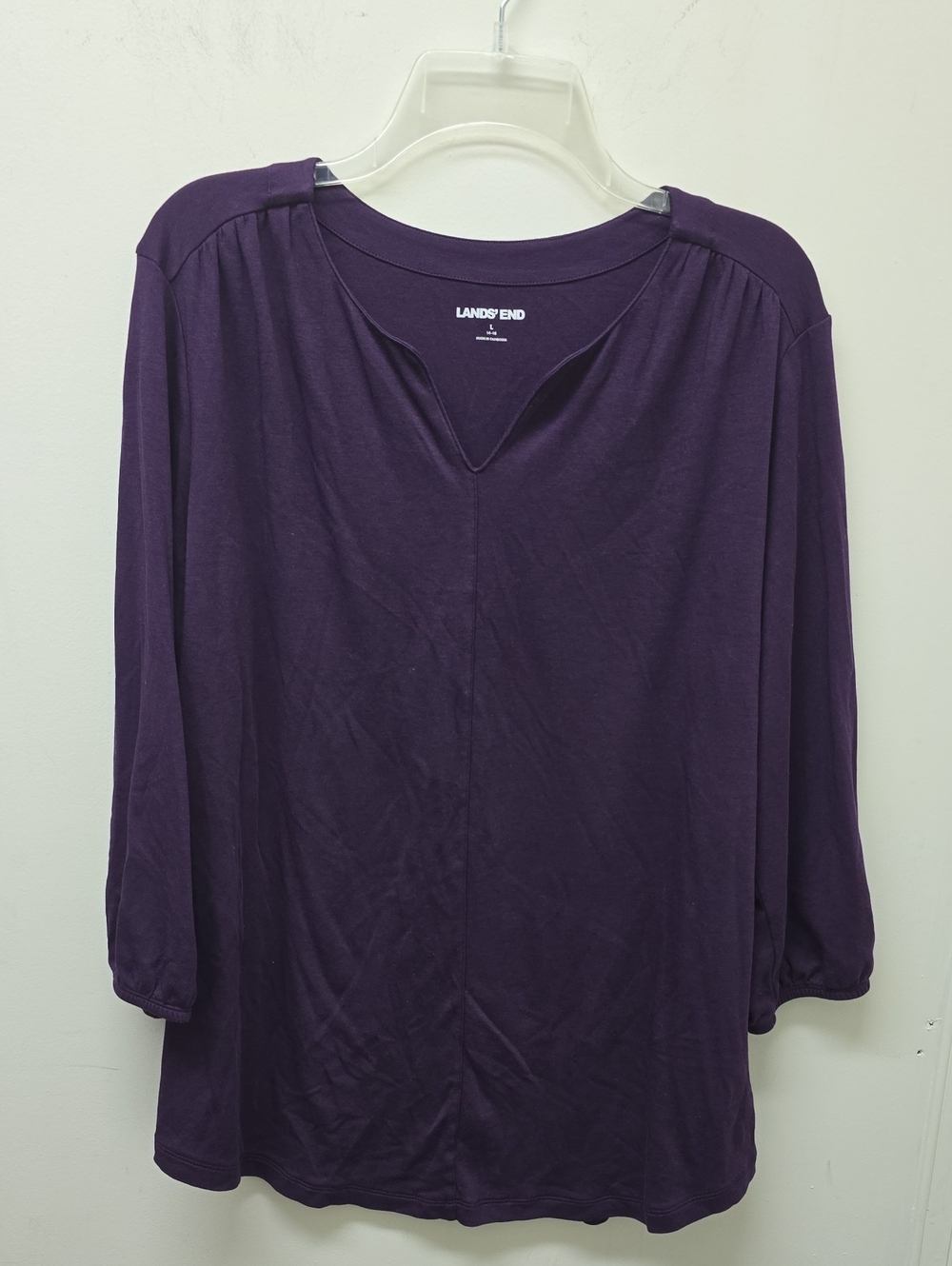 Lands' End Purple Split-Neck Long Sleeve Tunic - Size L